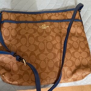 Coach Tan and Blue Crossbody Bag